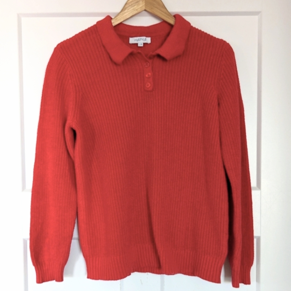 Chunky Knit Collared Pullover Sweater